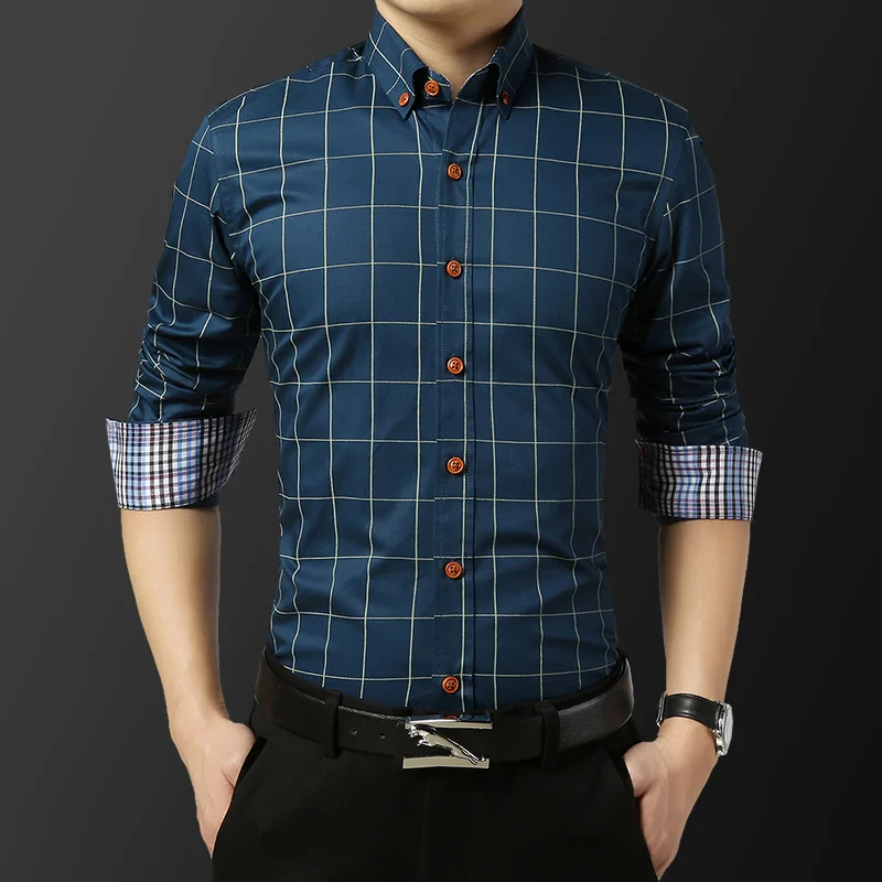 Мужская Повседневная рубашка в клетку белая/бордовая/серая большого размера с