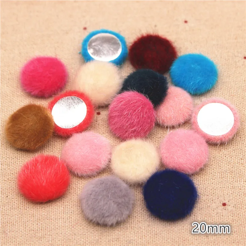 

20mm 30pcs Mix Colors Hairy Fabric Covered Round Button Flatback DIY Decoration Buttons Scrapbooking