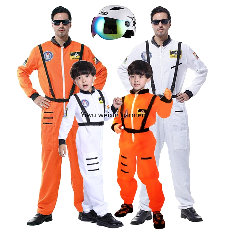 Baby Kids Adult Astronaut Costume Space Suit Pilots Jumpsuit Party Purim Carnival Cosplay Outfit Helmet For Men Boy