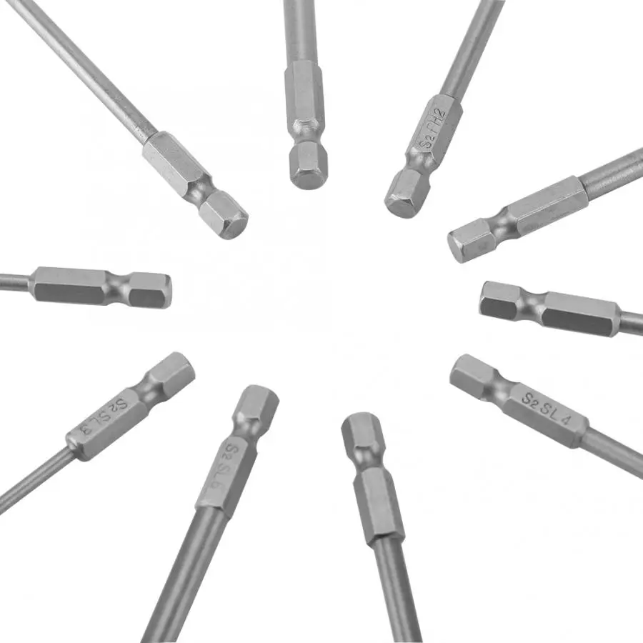 10 шт. отвертка Биты 100 мм длинная крестовая стальная коронка 1/4 дюймов