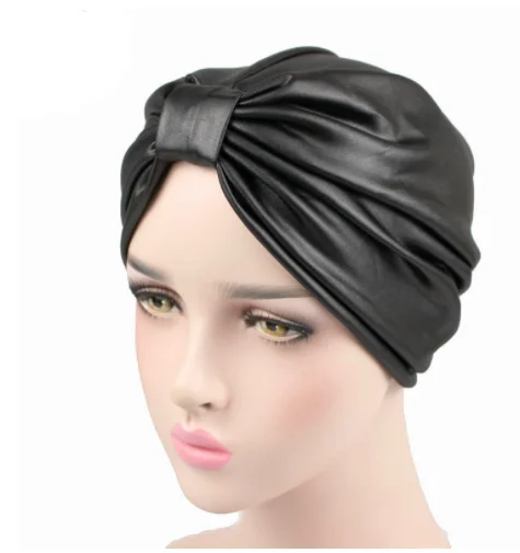 Модный женский тюрбан из искусственной кожи повязка для волос химический