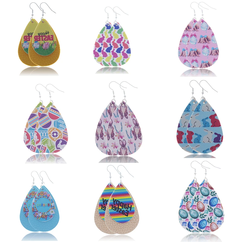 Индивидуальные милые кожаные пасхальные серьги в виде яйца кролика модные