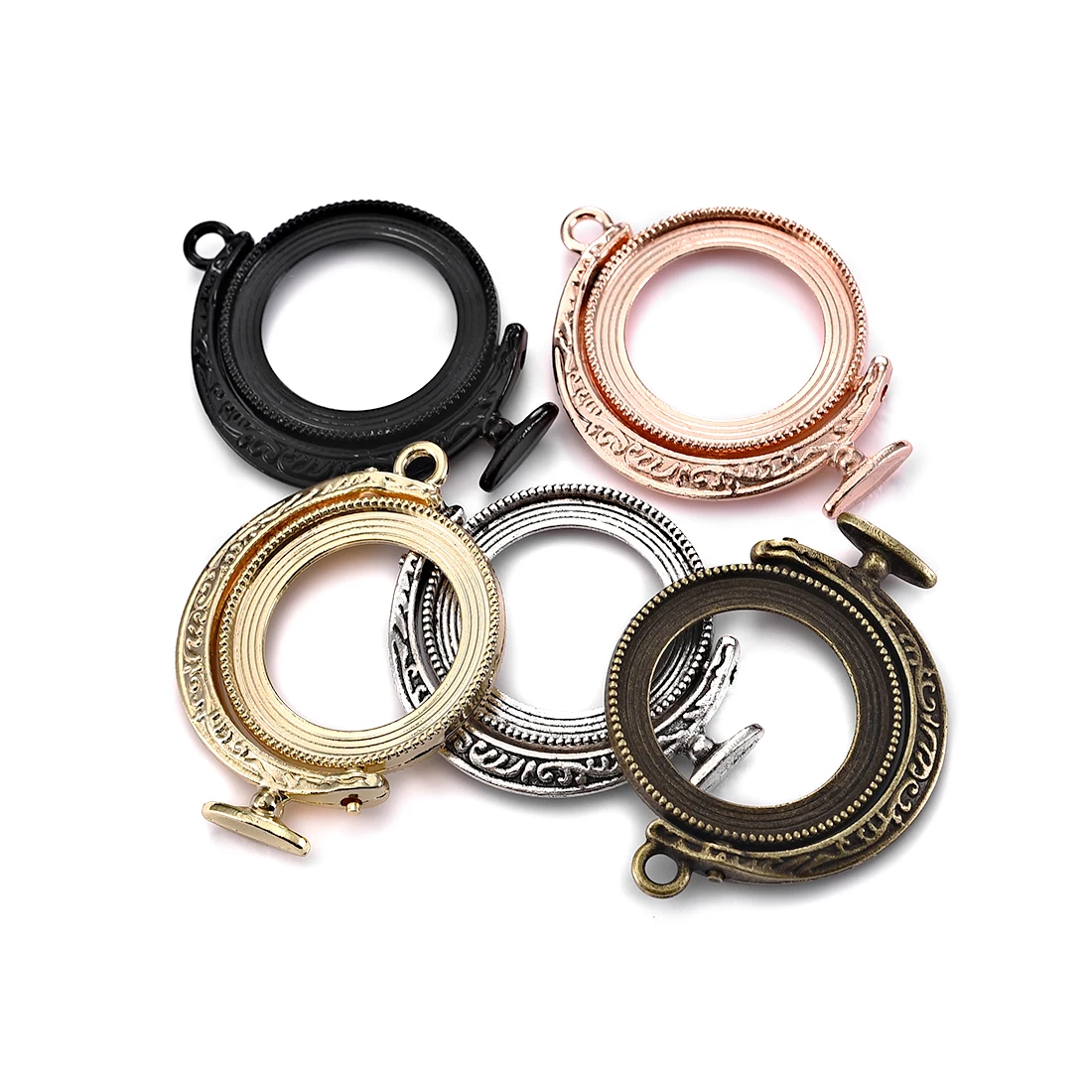 Круглые Настройки кабошона с круглым кабошоном из сплава 5 шт. 25 мм пустые