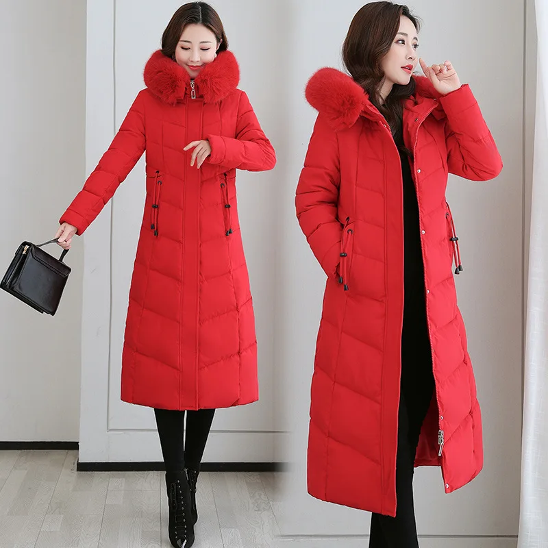 New Women Winter Jacket Thick Thermal Snow Wear Long Parkas Ladies Fur Hooded Cotton Coats Female Warm Outerwear Brand Clothing