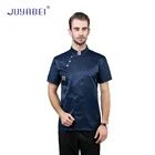 Шеф-повар куртка Кафе Кухня Повседневная обувь хлебобулочных изделий Топы фаст-фудов с коротким рукавом униформа для повара отеля Ресторан общественного питания готовая одежда