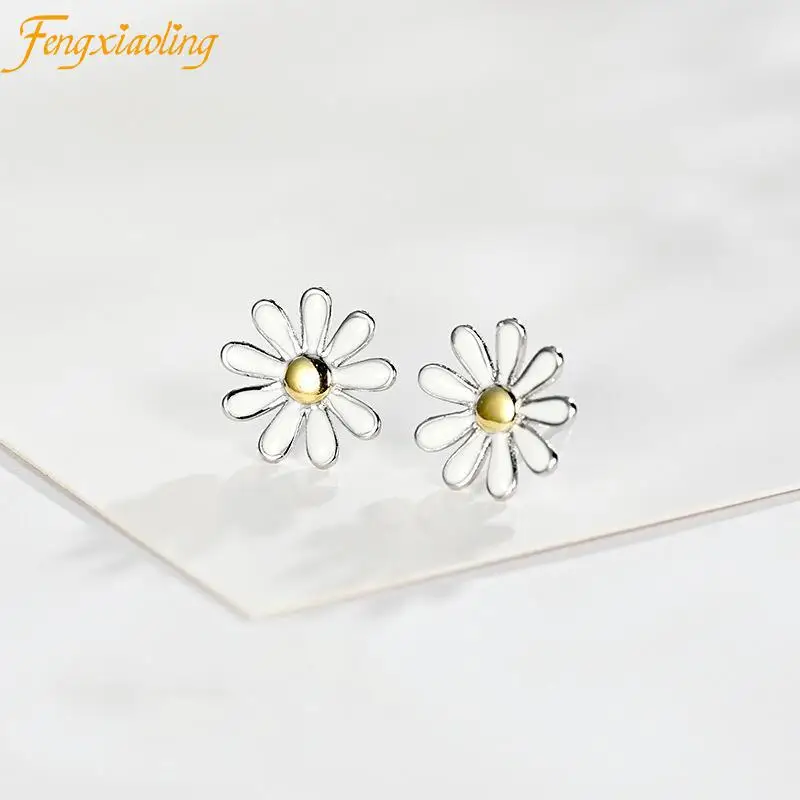 

925 Sterling Silver Freshness Beauty Chrysanthemum Stud Earrings For Women Trendy Sun Flower Minimalist Earrings Fine Jewelry