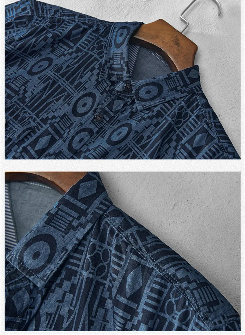 

Men's Autumn Loose-Fitting 100% Cotton Camo Printed Shirt With Square Collar Long Sleeves Casual Shirts VK-149