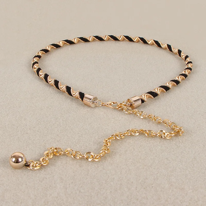 

Новый женский круглый металлический эластичный пояс, универсальное платье