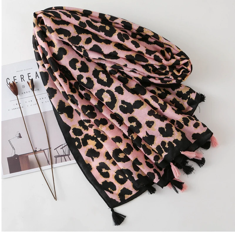 Модный дизайн с леопардовым принтом для женщин негабаритных шарф пашмины леди