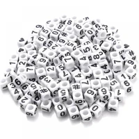 6mm mixed digital letter acrylic beads white square alphabet loose beads for jewelry making diy bracelet accessories supplies