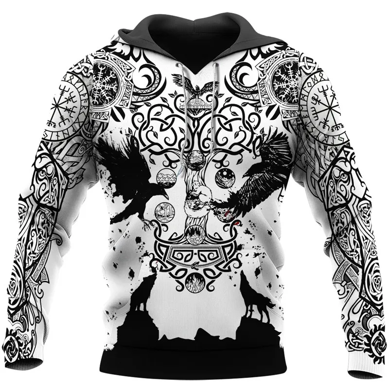 

New beautiful Viking tattoo 3D full body print zipper hoodie men's fashion sweatshirt unisex casual street Harajuku hoodie