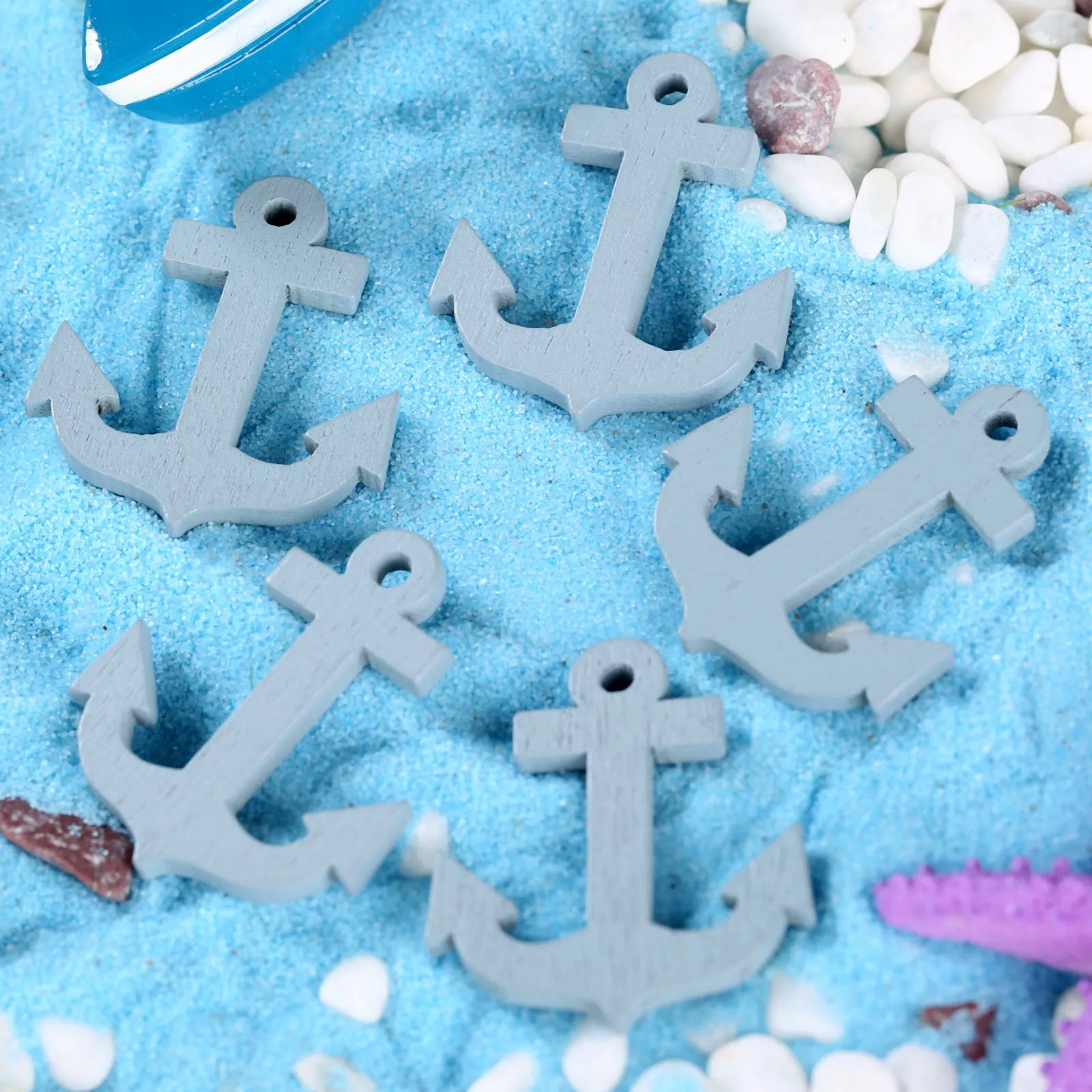 5Pcs Anchor Мини искусственный пляжный стул микро Фея садовая фигурка миниатюрный/Террариум/украшение для кукольного домика орнамент DIY аксессуары - Цвет: 5Pcs Anchor