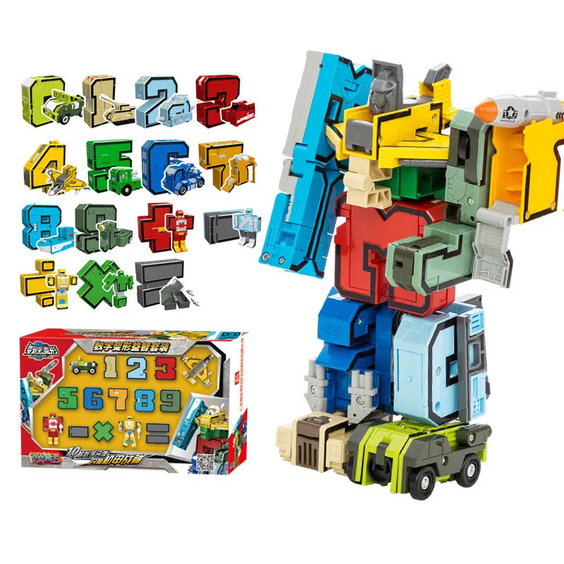 10 цифр номер математические строительные блоки трансформация Алфавит A ~ M Робот