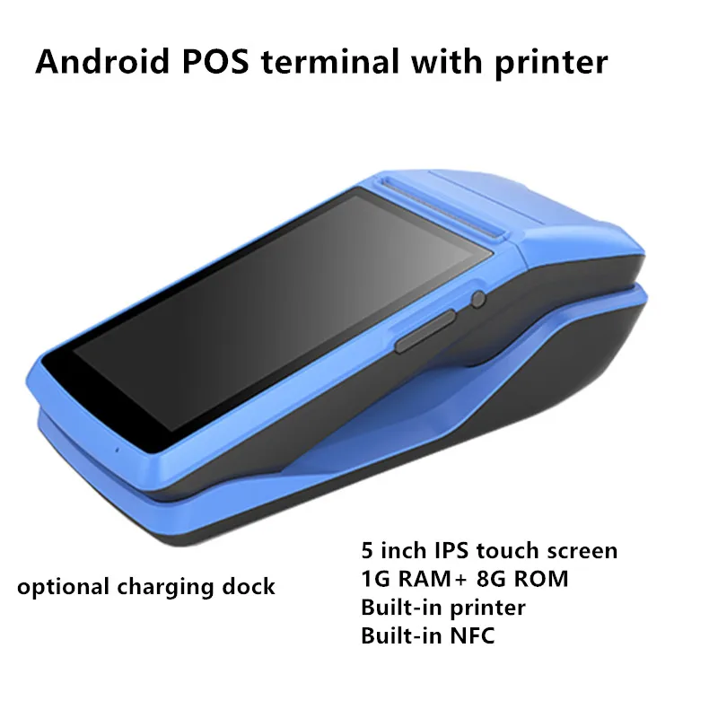 POS терминал 5 дюймов сенсорный экран дисплей Bluetooth Беспроводной EMV оплаты ручной