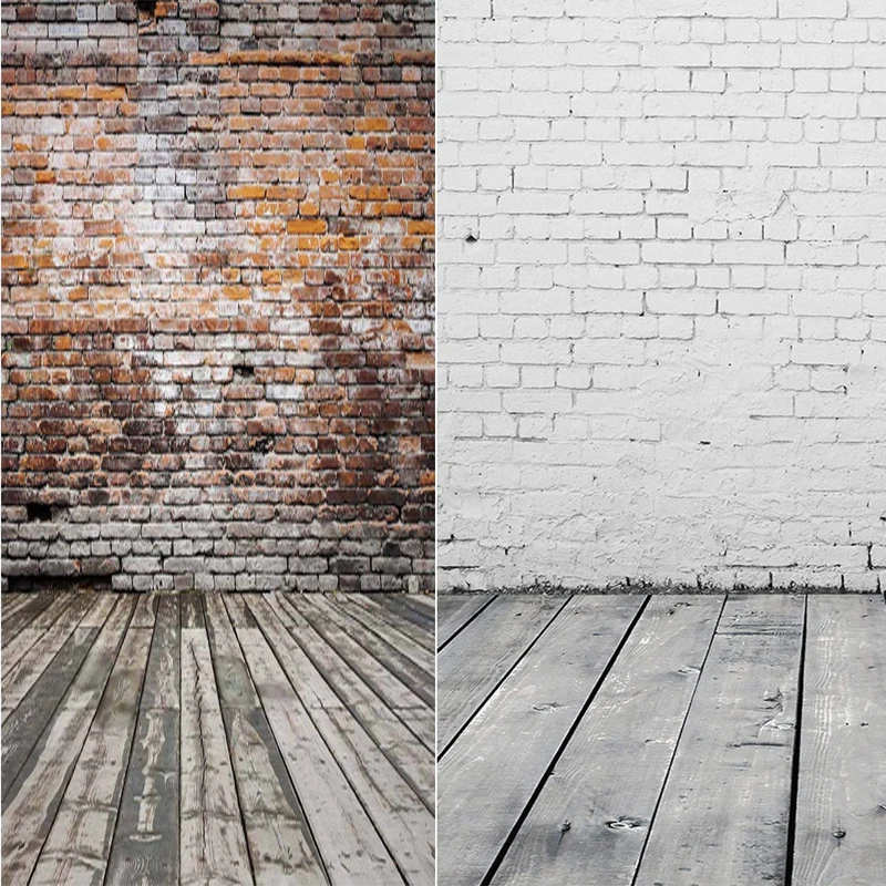 

White Brick Wall Photography Backdrops Wooden Floor Backgrounds for Pet Toy Photo Studio Baby Shower Newborn Children Photophone