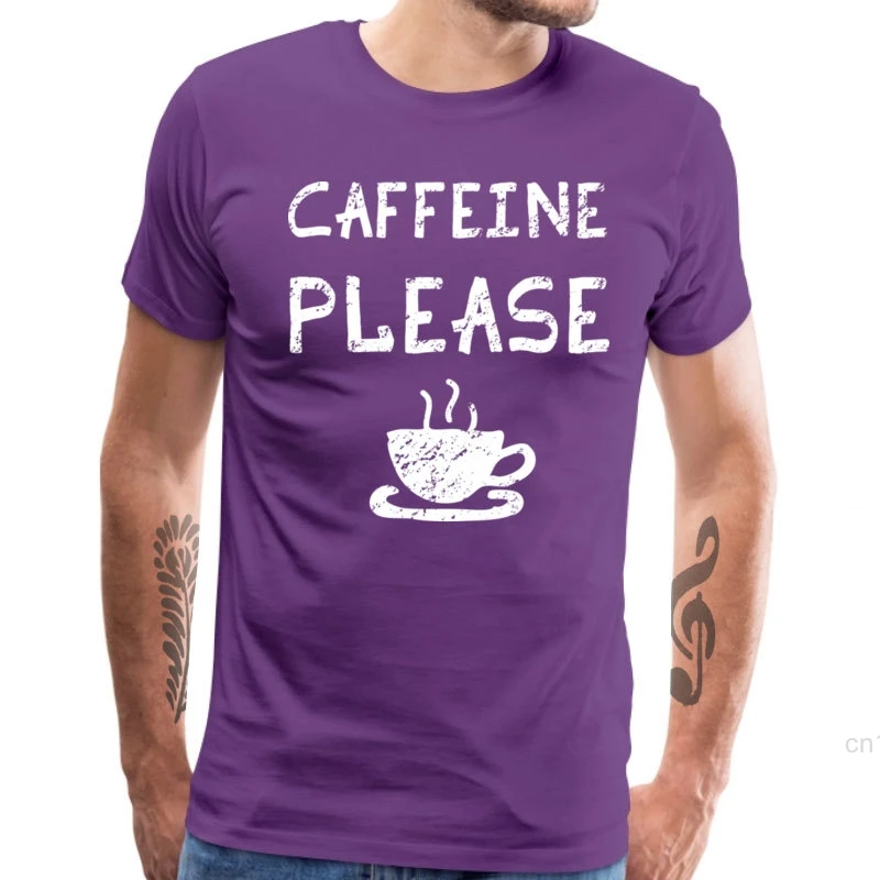 Мужская Повседневная футболка с кофеином 100% хлопок летние футболки коротким