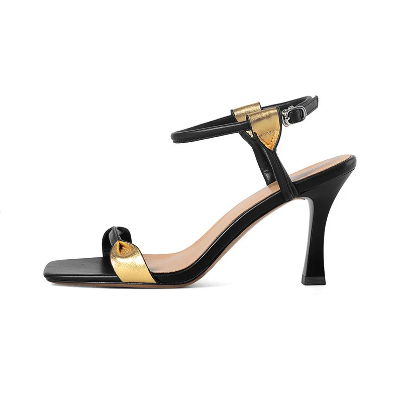 

INS Advanced Sense! Super Slimming! 2021 Online Celebrity Lady Gold Color Matching One-Strap Fashion Sandals