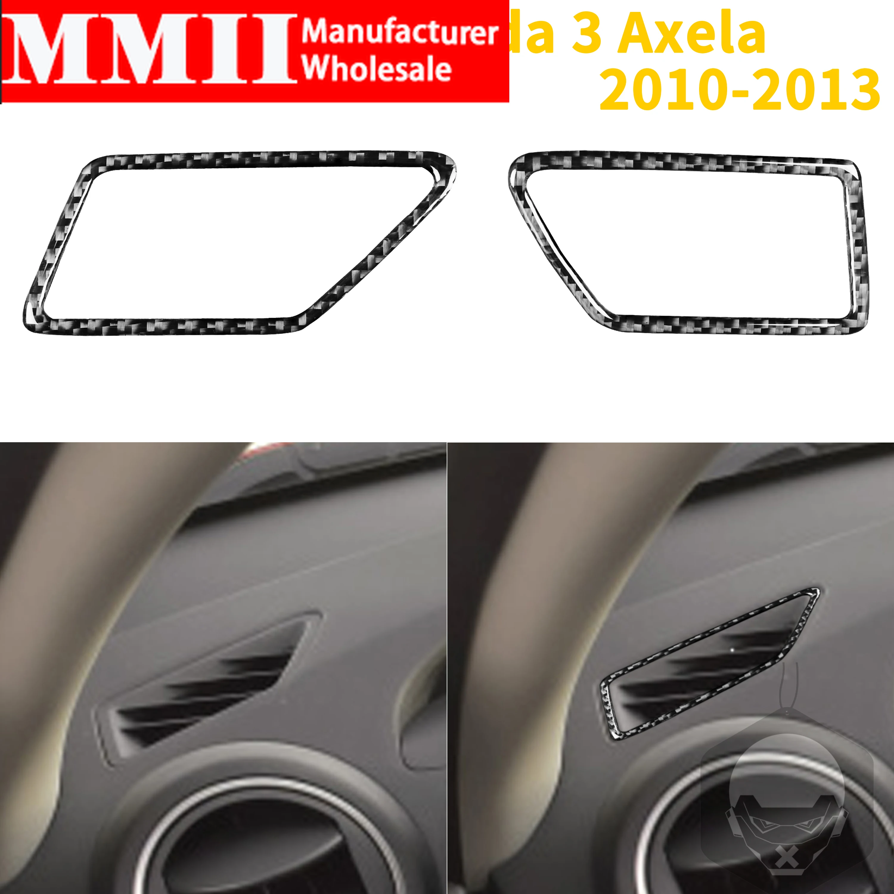 Carbon Fiber For Mazda 3 Axela 2010 2011 2012 2013 Dashboard Air Vent Frame Sticker Trim Interior Air Outlet Car Accessories