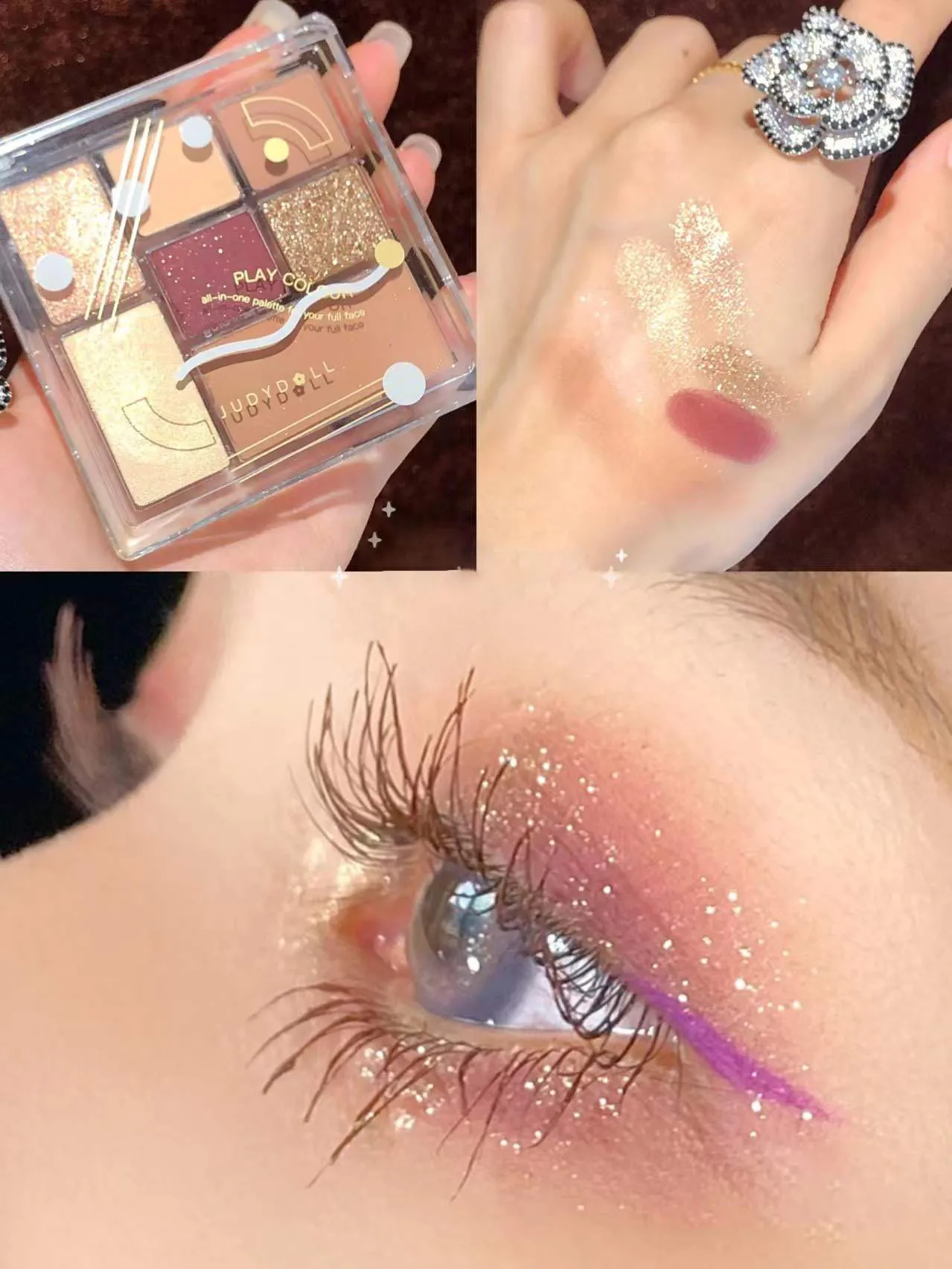 Eyeshadow Highlighter Blush Palette 7 Colors Glitter Matte Pigment Face Eye Makeup Beauty Cosmetic Easy to Wear Blusher |