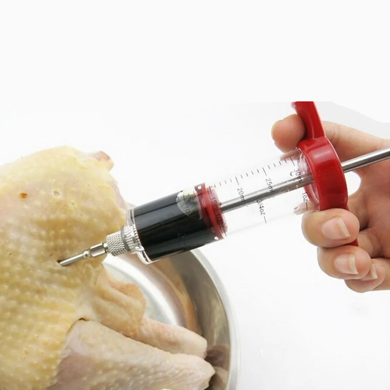 New Stainless Steel Injector Needles Spice Syringe Set Turkey Chicken Flavor Meat Marinade Kitchen Accessories |