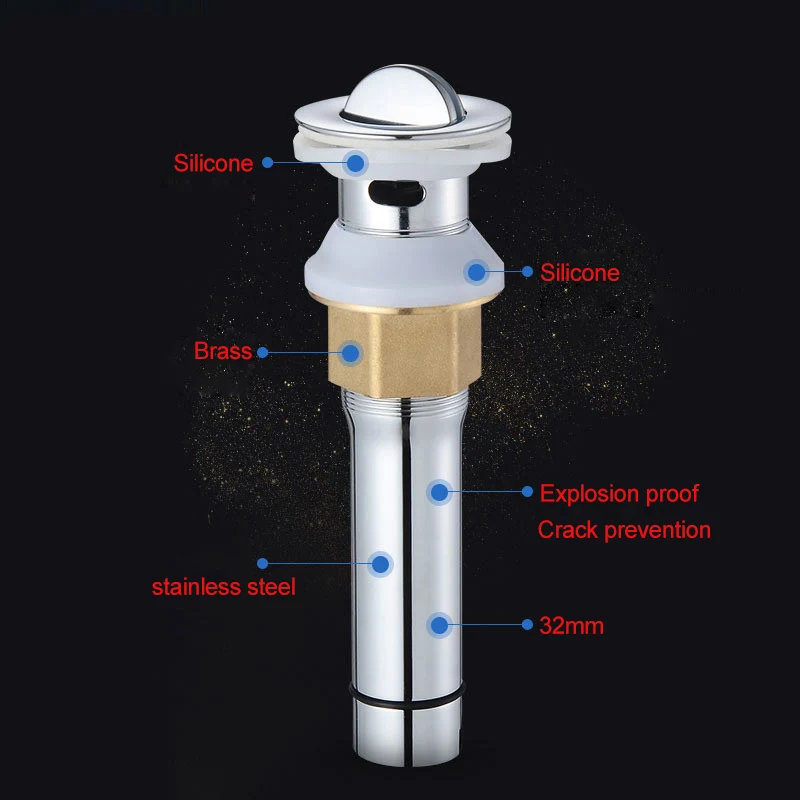 

Wetips Stainless Steel Basin Sink Deboucheur Evier Waste Plug Slotted Drain Sink Hole Cover Stopper Overflow for Sinks Drain