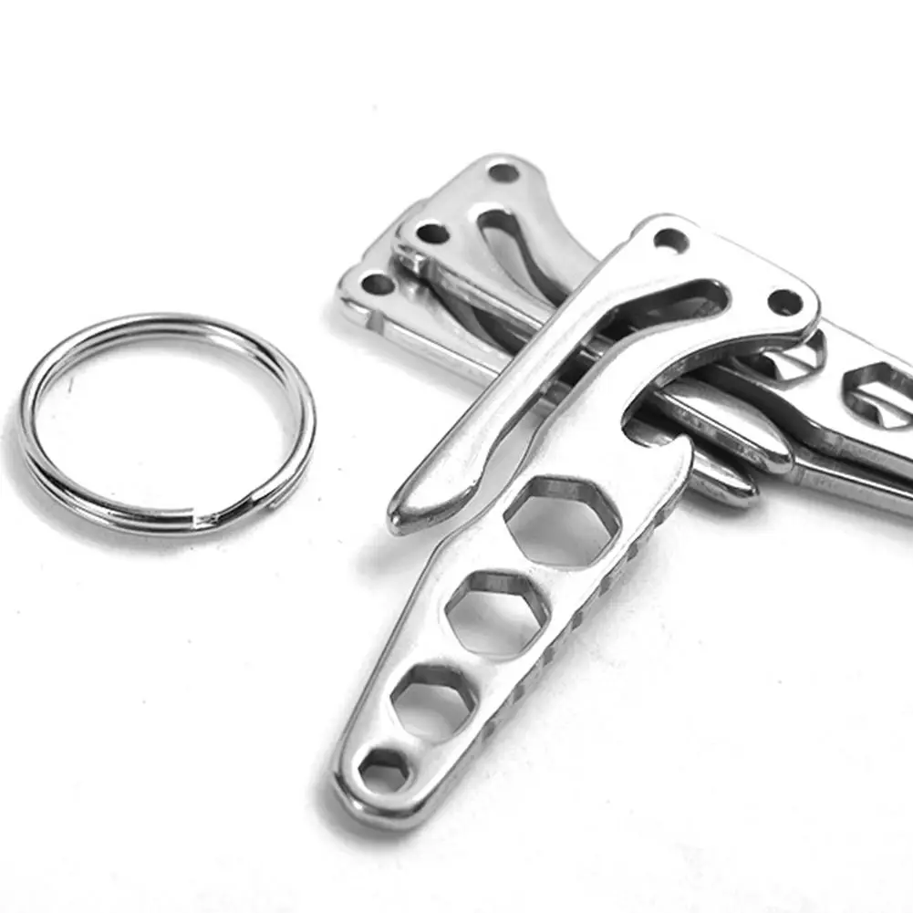 

Multi-function Mini Gear Keychain Pocket Steel Hex Wrench Belt Clip Beer Bottle Opener Key Ring Holder