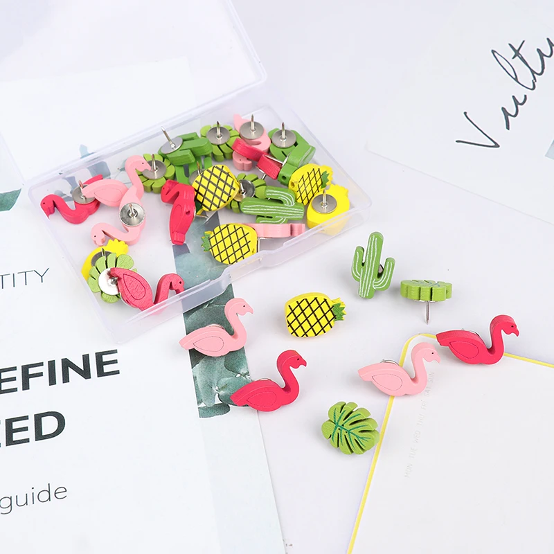 

Office Flamingo Pineapple Cactus Palm Leaf Push Pins Decorative Thumb Tacks Cute Pushpins Drawing Pins for Cork Board