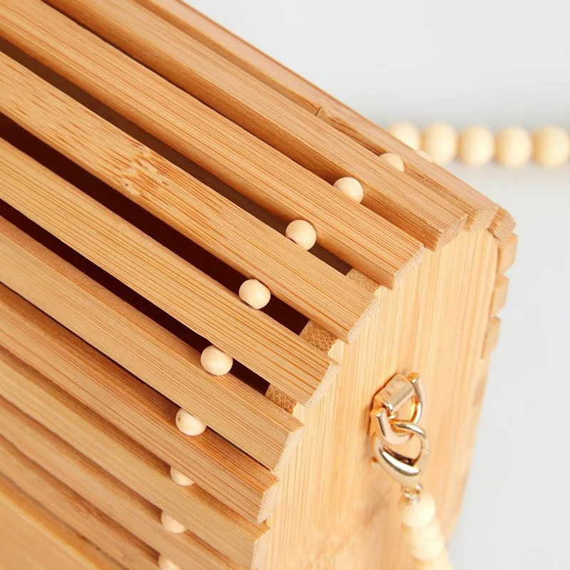 Пляжные женские бамбуковые сумки ручной работы с вырезами Ins летняя плетеная