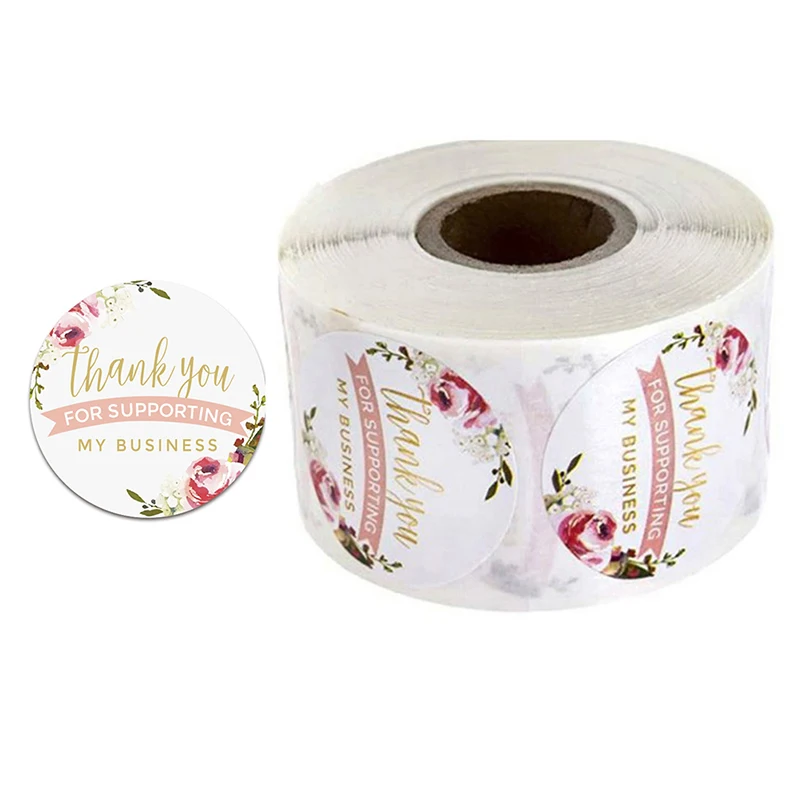 

500Pcs/roll Floral Thank You Sticker For Seal Label Scrapbooking Christmas Decoration Handmade White Labels Sticker