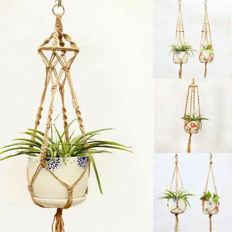 

Handmade Green Hanging Planter Vase Wall Container Garden Plant Basket GS124
