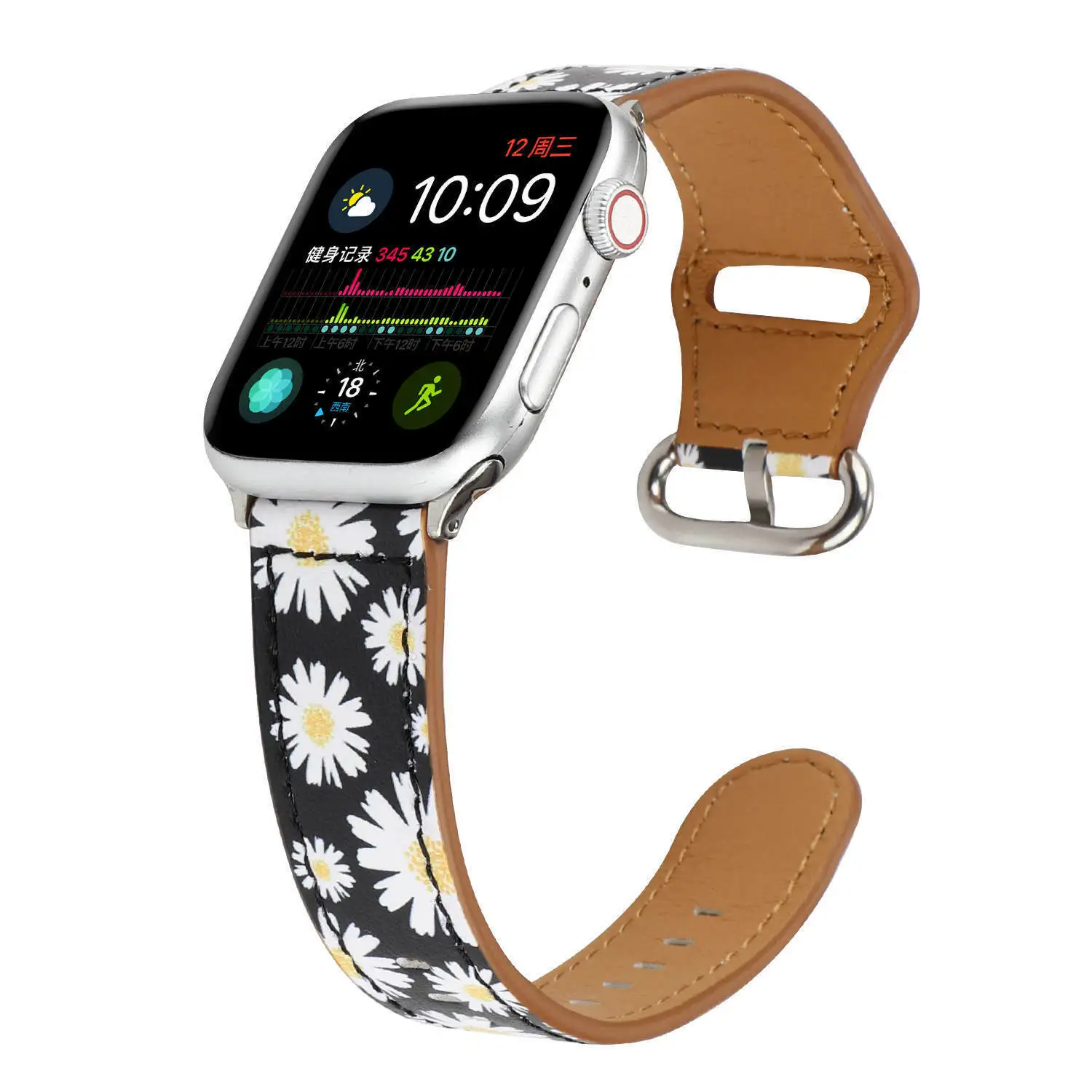 Кожаный ремешок с цветочным принтом для наручных часов iWatch 4/5 40 мм 44 Apple Watch 42 38
