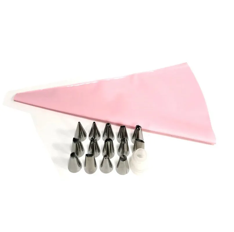 16 шт./компл. силиконовые глазурь Крем кондитерский мешок и Нержавеющая сталь