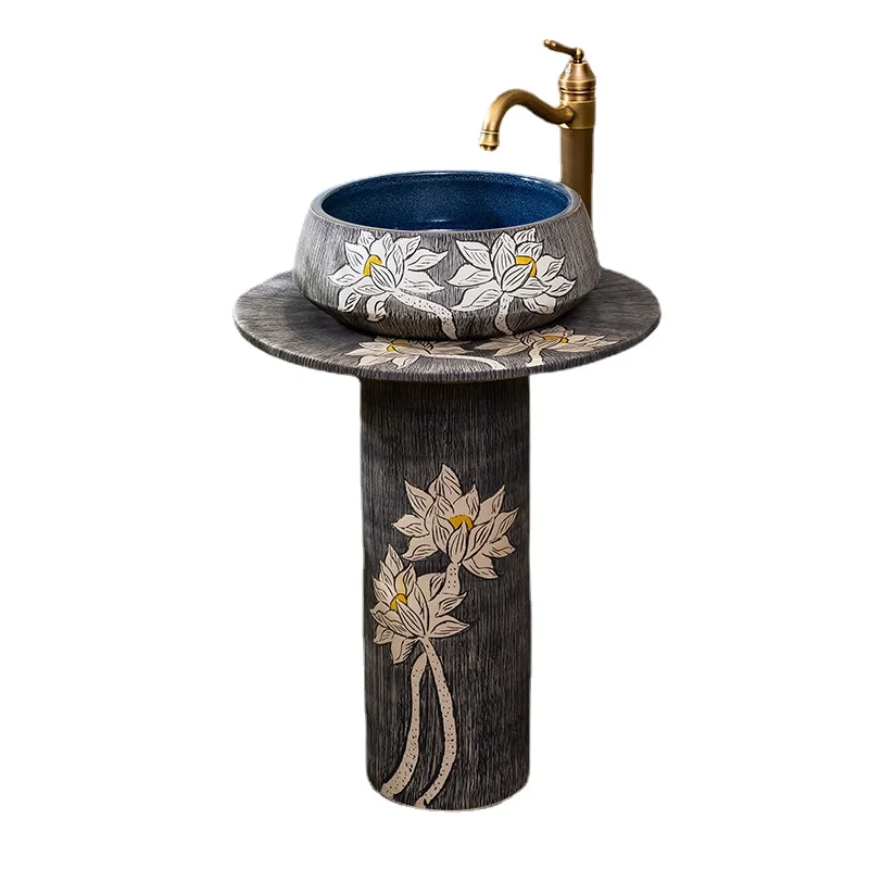 

Раковина керамическая в виде колонны, умывальник для балкона, ванной комнаты, умывальник на межплатформе, встраиваемая раковина для пола, бытовая