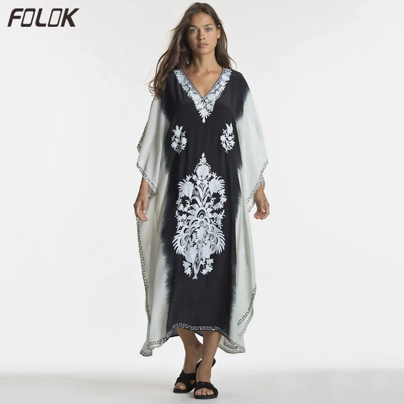 Новая черная и белая пляжная юбка с цветочным принтом свободная большая длинная