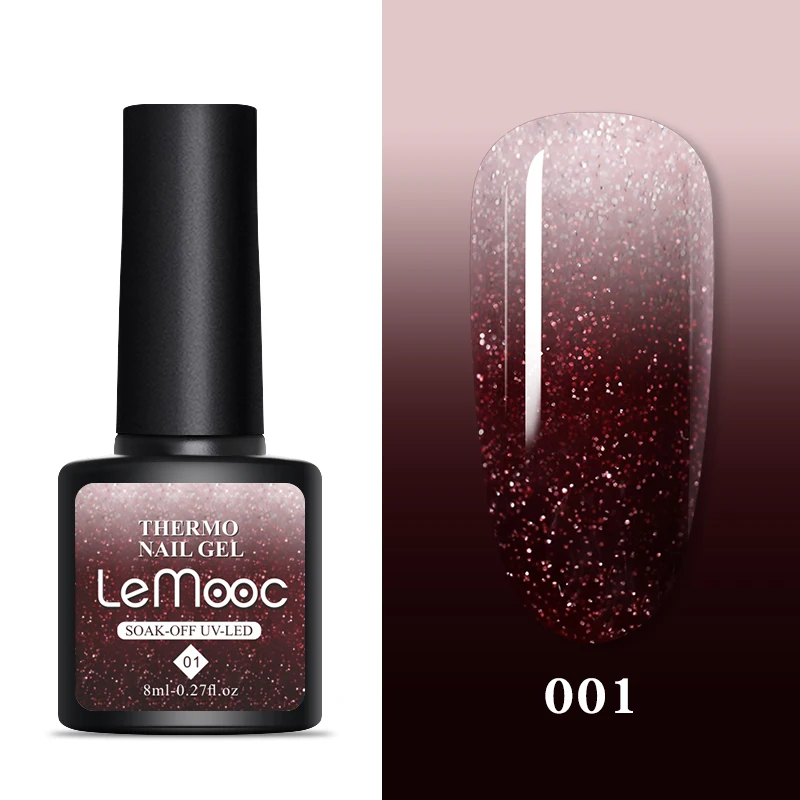 

LEMOOC 8ml Thermal Gel Polishes Temperature Color Changing Varnish Lacuqers Soak Off UV LED Nail Art Polish Gel