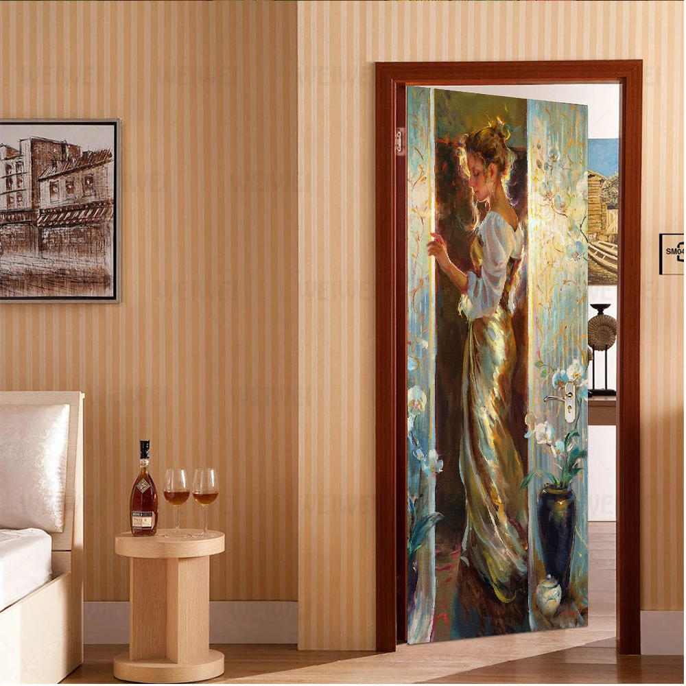 Дверные наклейки для привлекательной девушки креативные самоклеящиеся съемные