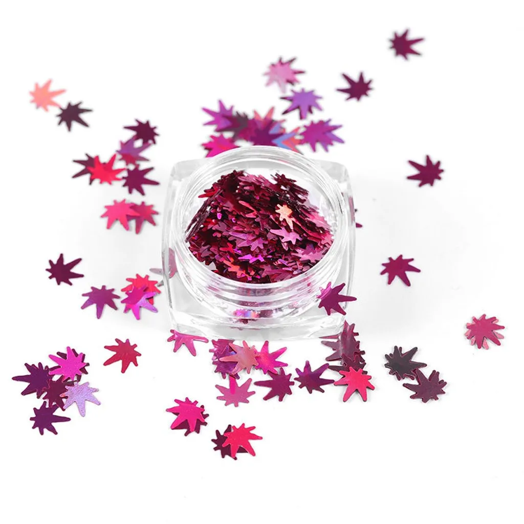 12 коробок DIY цветной кленовый лист блёстки ногти художественные блестки тонкие
