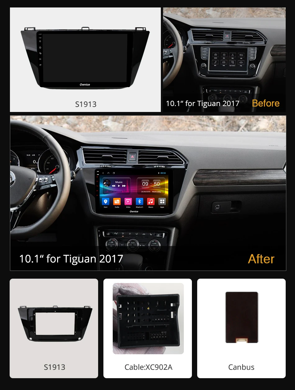 Ownice 4-ядерный 10 1 &quot360 панорамный Android 9 0 автомобильный dvd gps-навигатор для VW tiguan 2017