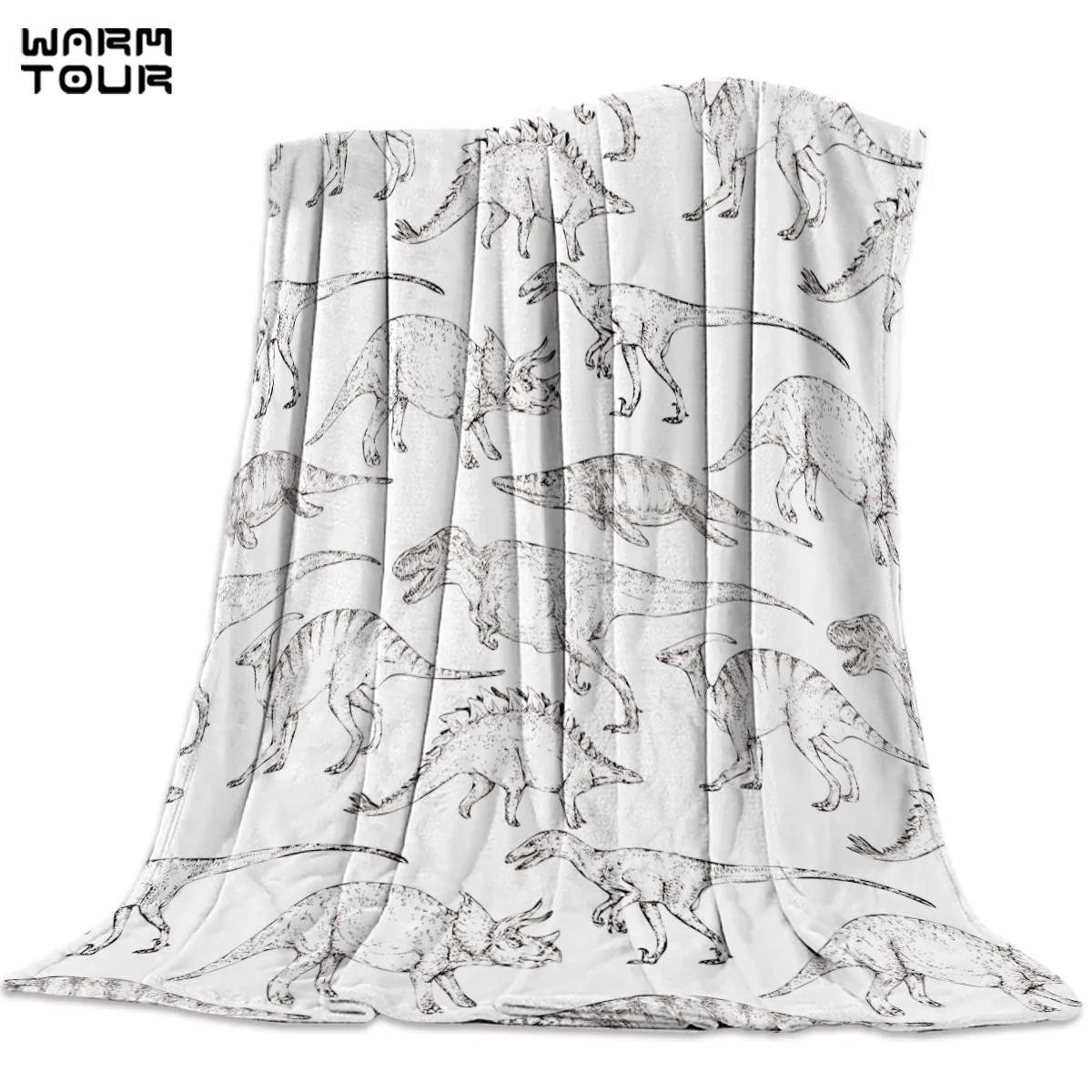 Одеяло для сна с рисунком динозавра ручной работы мягкое удобное бархатное