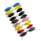 Солнцезащитные очки овальные женские, небольшие винтажные брендовые солнечные очки в металлической оправе, с защитой от ультрафиолета, чёрные, красные, в стиле ретро, 1 шт.