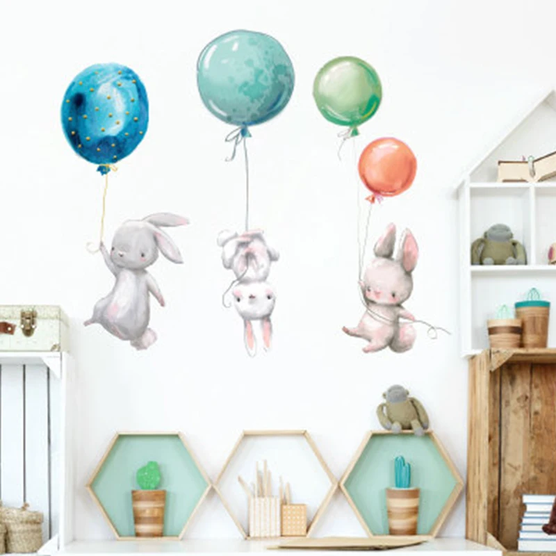 

Baby Room Cute Ballet Bunny Cartoon Wall Stickers for Kids Room Baby Nursery Decoration Wall Decals Girl Gift Home Decoration