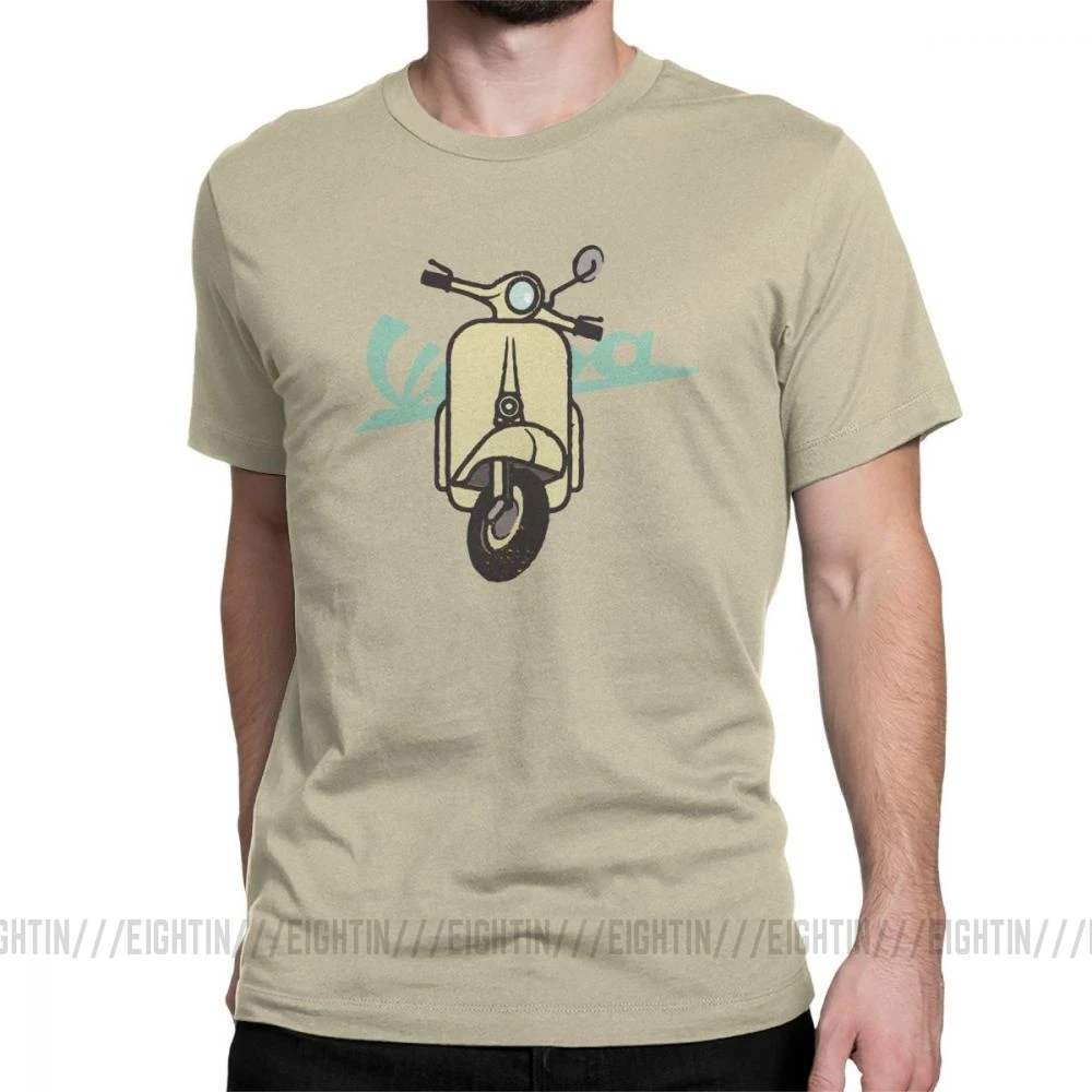 Мужская футболка Vespa, забавная футболка с короткими рукавами, одежда с круглым вырезом, хлопковые классические футболки - Цвет: Хаки