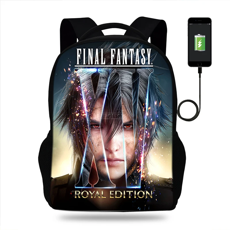 Детские школьные рюкзаки с принтом из мультфильма final fantasy xv для мальчиков и