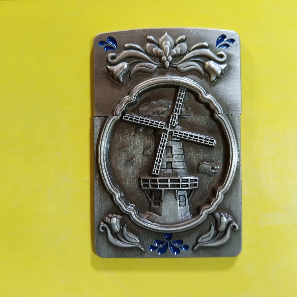 

New Arrived 3D Carving Dutch Windmill Metal Badge DIY Lighter Accessories for ZP Zorro Kerosene Lighter To Decorate Man Gift