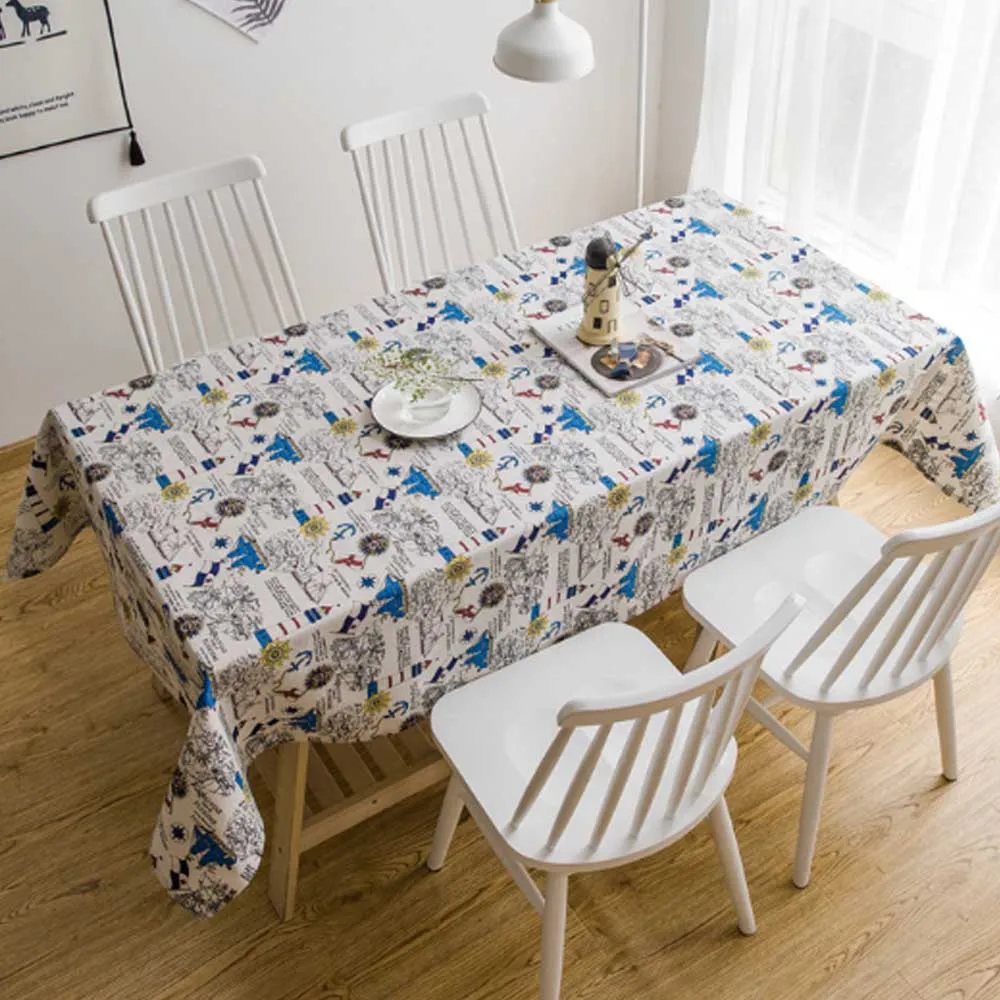 

Скатерть из хлопка и льна Sailboat Patton, прямоугольная мультяшная скатерть для кухонного обеденного стола, коврик для пикника, чехол, украшение д...