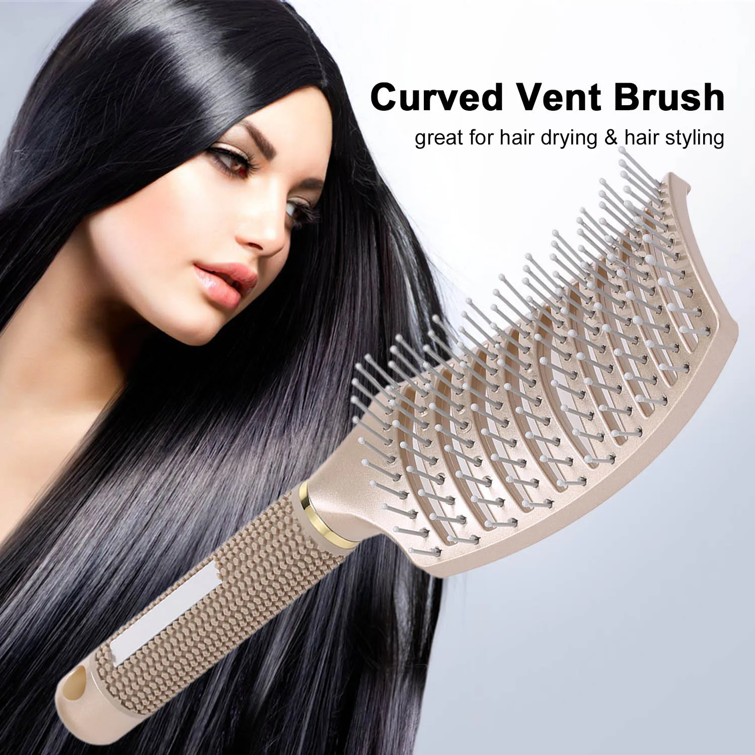New Hairbrush Curved Vent Brush for Blow Drying Styling Detangling Hair Wave Row Short Thick Tangles Curly | Красота и здоровье