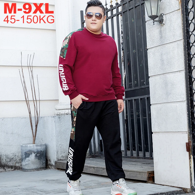 

2pcs Suits Hoodies Jogger Men Winter Sportwear Sets Male Sweatshirts Pants Set Hip Hop Sports Tracksuit Large Size 7xl 8xl 9xl