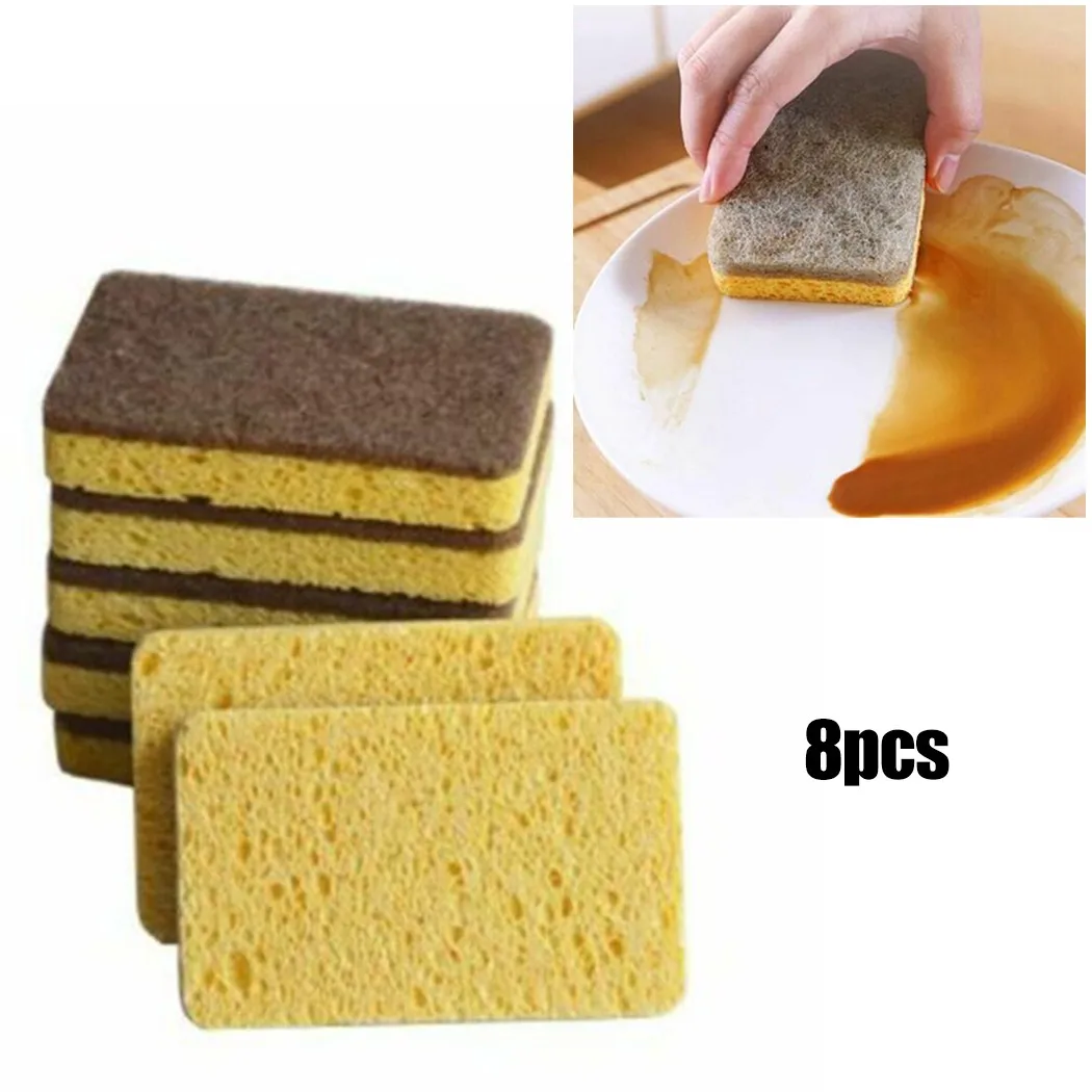

8x Eco-Friendly Sisal Cotton Pulp Kitchen Dish Washing Cleaning Sponge Tools Sisal Pulp Cotton Cleaning Sponges Cleaning Tool