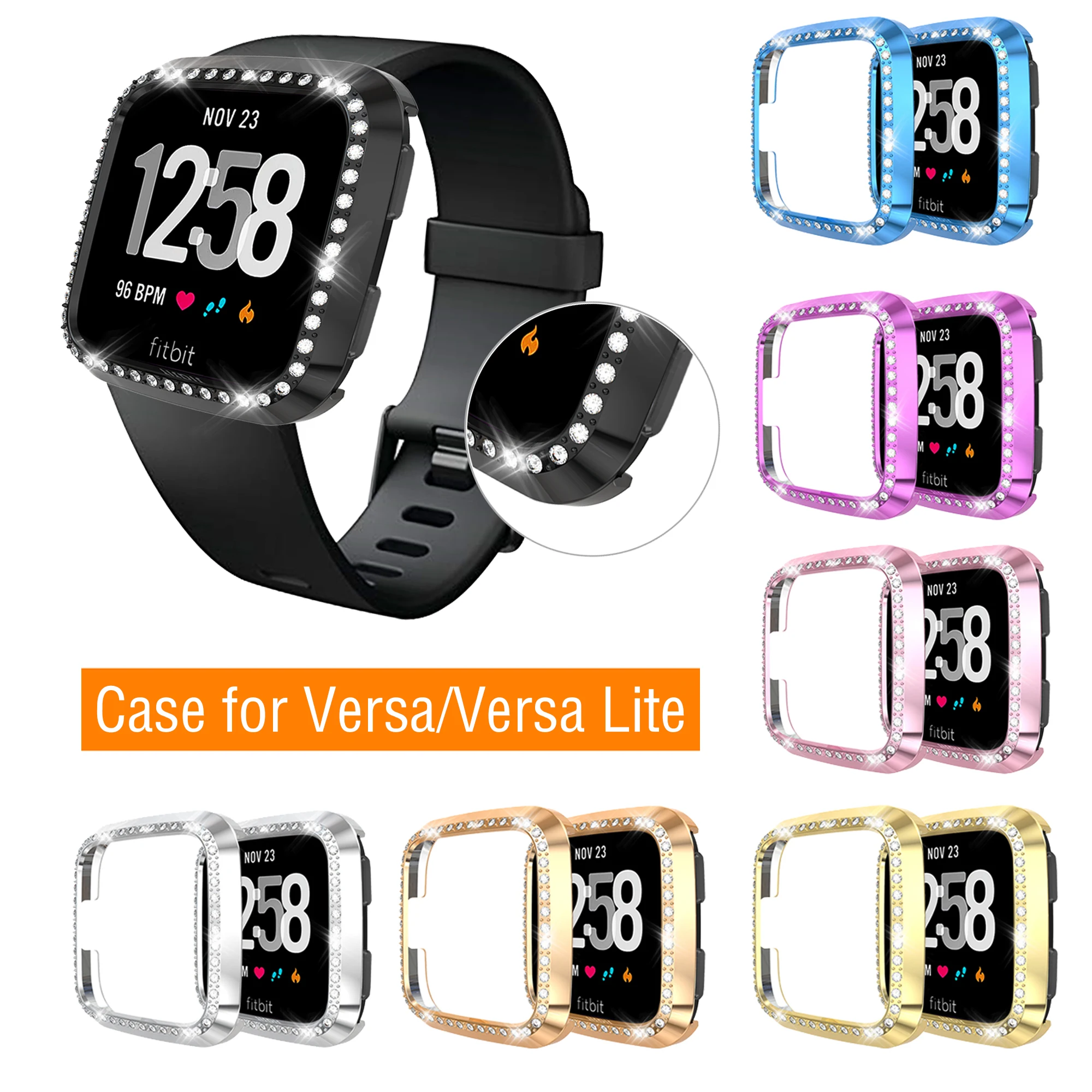 2020 новые бриллиантовые Чехлы для ПК Fitbit Versa ремешок Смарт-часы чехлы Lite модные