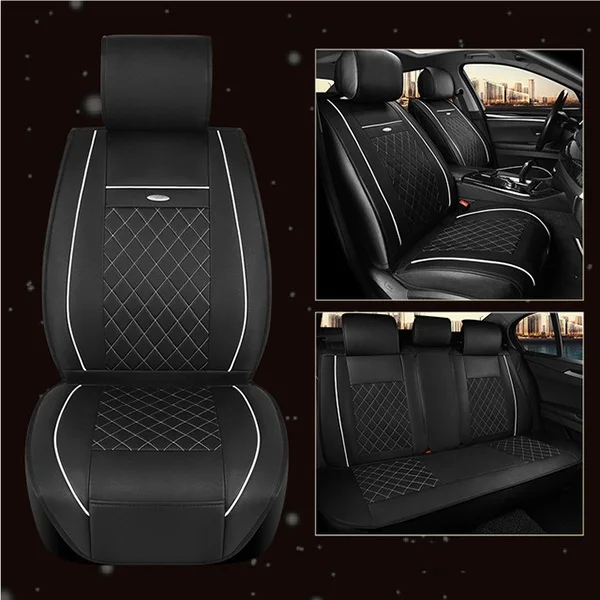 WLMWL универсальный кожаный чехол автокресла для peugeot 206 307 407 207 2008 3008 508 208 308 406 301 всех моделей автомобильные аксессуары - Название цвета: Black white line
